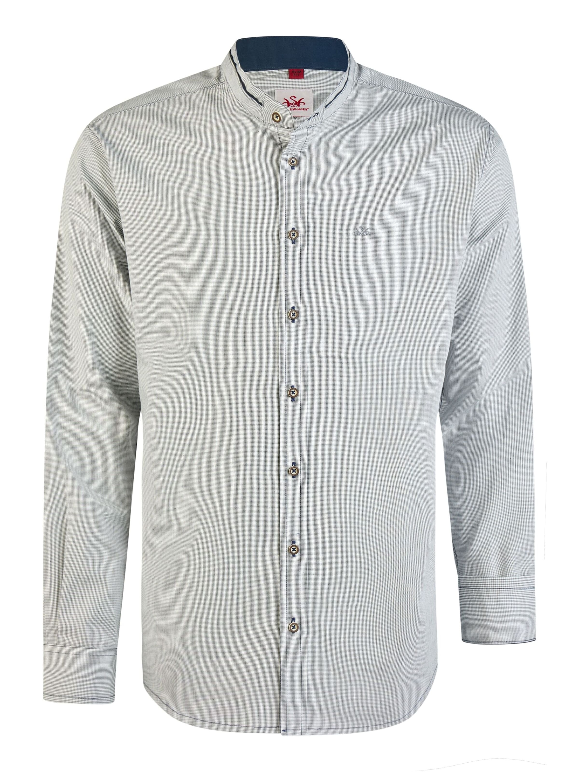 SPIETH & WENSKY Slim fit Traditional button up shirt 'Hubertus' in Blue: front