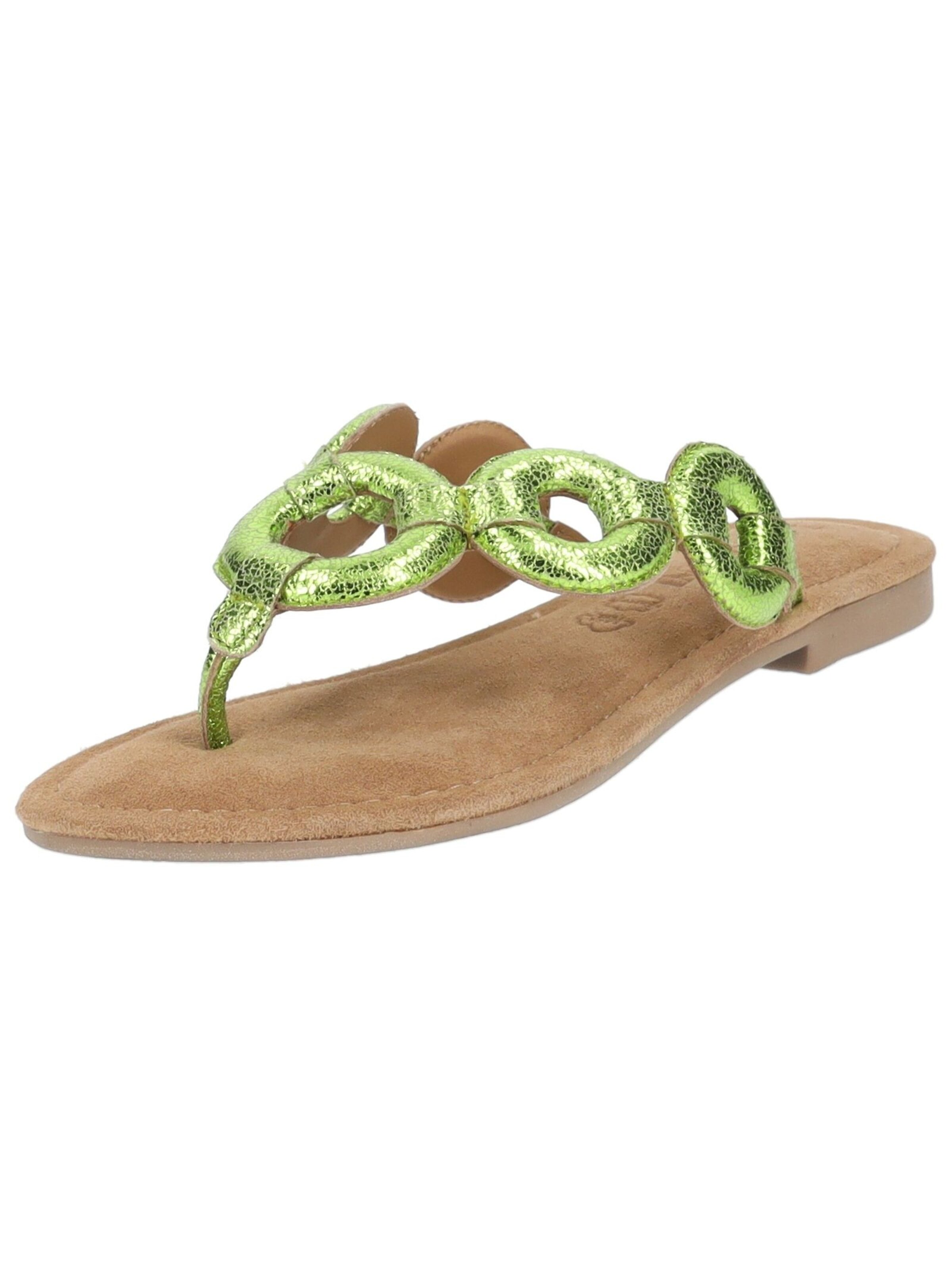 LAZAMANI T-Bar Sandals in Green: front