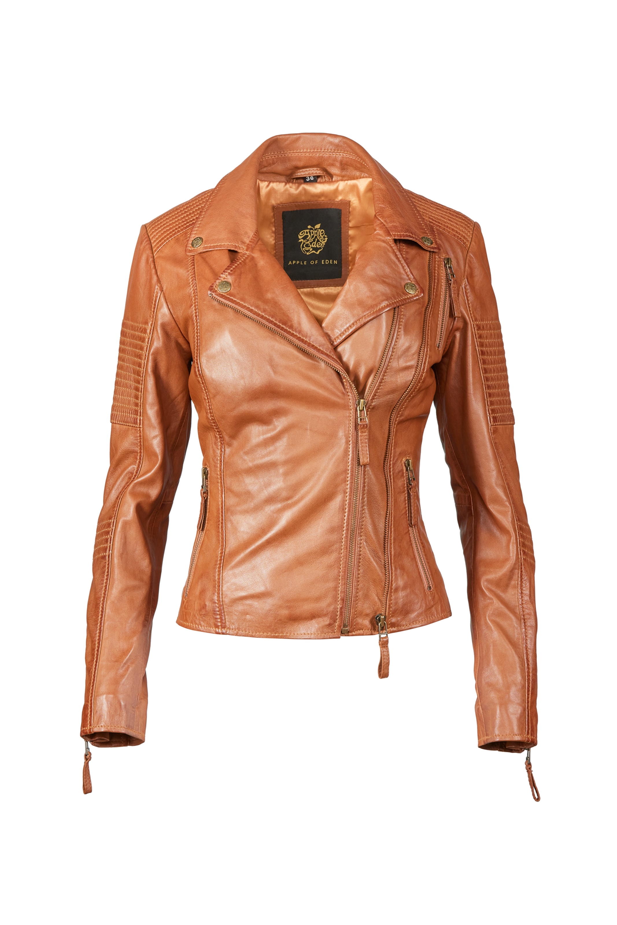 Apple of Eden Lederjacke AOE-114 in Braun: Vorderseite