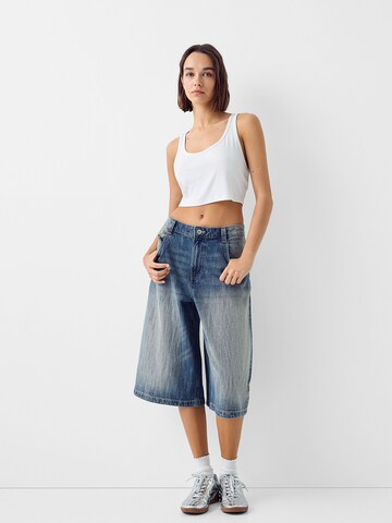 Bershka Zvonové kalhoty Džíny – modrá