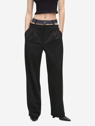 KARL LAGERFELD JEANS Wide leg Broek 'KLJ Mixed Material Pant B1W10085' in Zwart: voorkant
