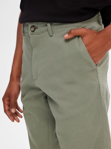 SELECTED HOMMESlimfit Chino hlače 'Miles Flex' - zelena boja