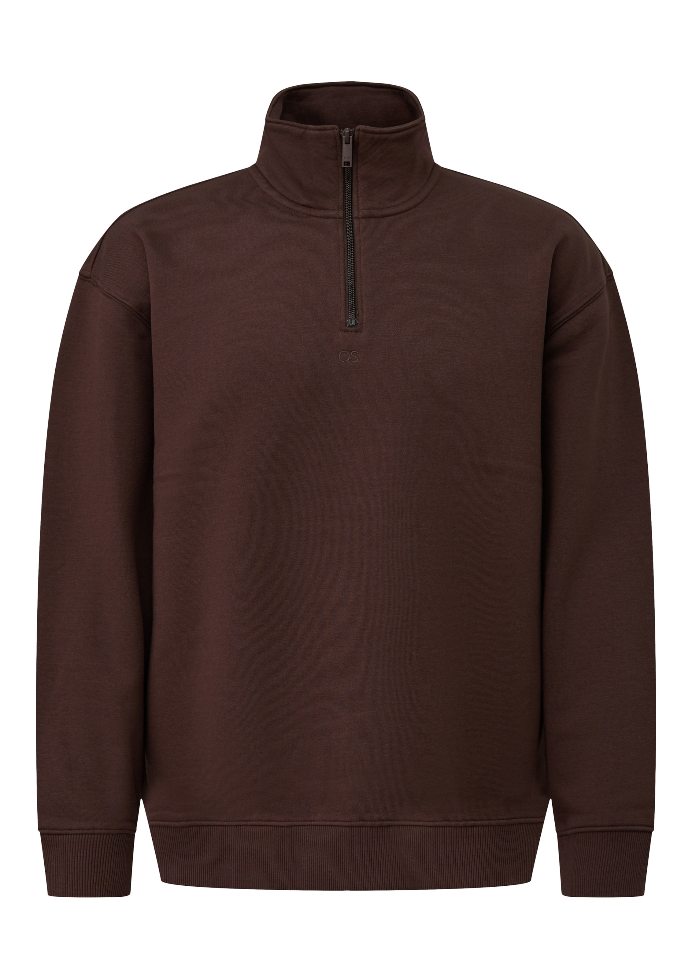 Sweat-shirt QS en marron : devant