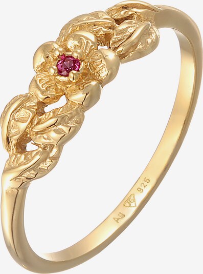 ELLI Ring 'Blume' in gold / blutrot, Produktansicht
