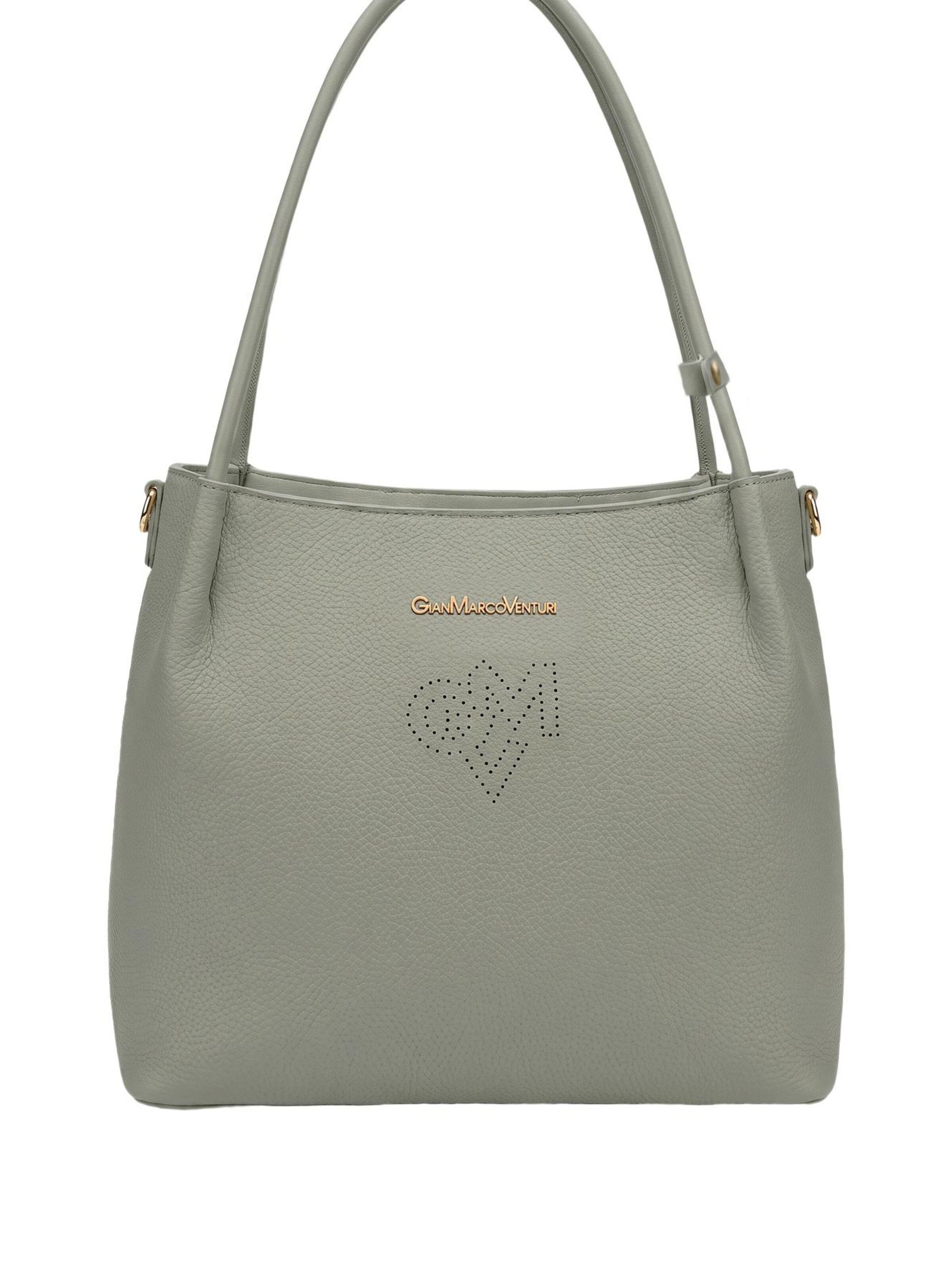 Borsa a spalla 'Borsa a Spalla Gianmarco Venturi PVC con Cuore Strass' di GianMarco Venturi in verde: frontale