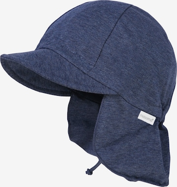 MAXIMO Beanie 'GOTS MINI-Schildmütze, Band Nackenschutz, Microringel, Jersey, UV 50' in Blue: front