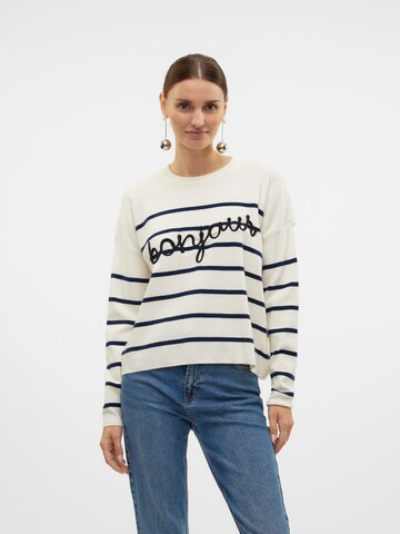 Pull-over 'VMMARIA BONJOUR' VERO MODA en blanc : devant