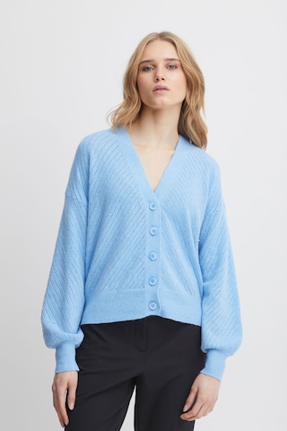 ICHI Knit Cardigan in Blue: front