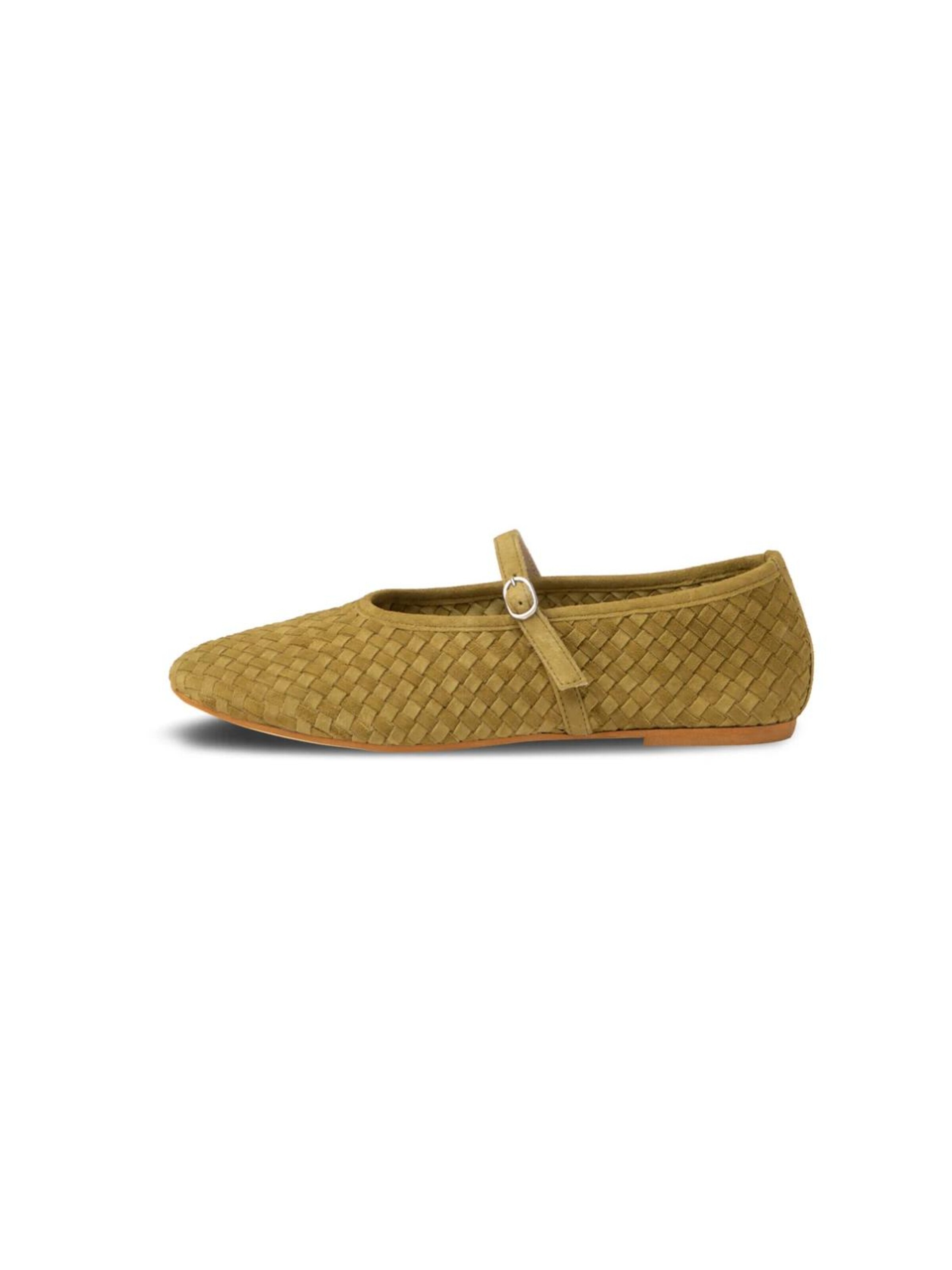 Flarelle Ballet Flats with Strap 'Intrecciata' in Green: front