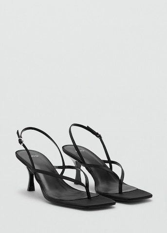 MANGO T-Bar Sandals 'Ross' in Black