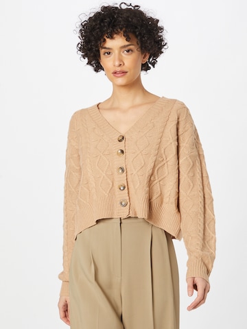 In The Style Knit Cardigan 'PERRIE' in Brown: front