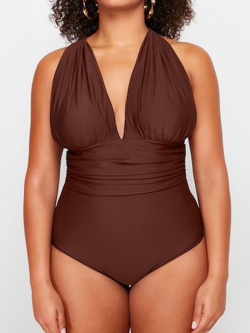 Bustino Costume intero di Trendyol Curve in marrone