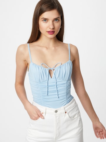 Love Triangle Shirt Bodysuit 'LEVITATE' in Blue: front