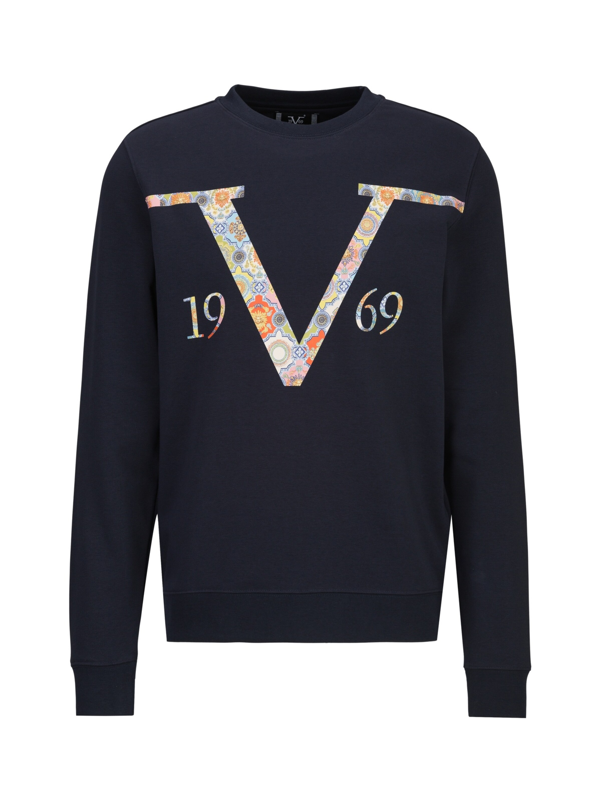 19V69 ITALIA Sweatshirt 'Nico Baroque' in de kleur Beige / Navy / Lichtblauw / Oranje, Productweergave