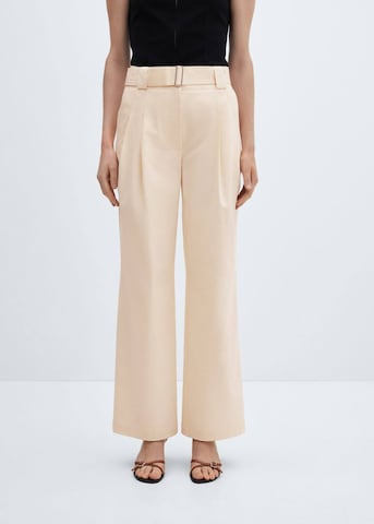 MANGO Loose fit Pleat-Front Pants 'Myriam' in Beige: front