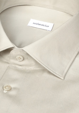 SEIDENSTICKER Slim fit Button Up Shirt in Beige