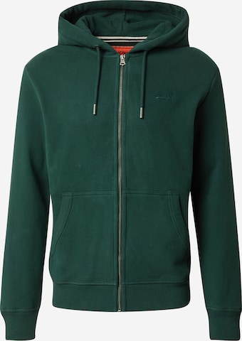 Superdry Кофта на молнии 'ESSENTIAL' в Зеленый: спереди