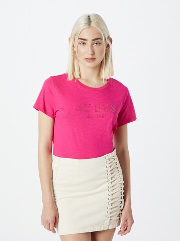 T-shirt 'CRYSTAL EASY' GUESS en rose : devant