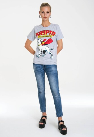 LOGOSHIRT T-Shirt 'Superdog – Krypto' in Grau