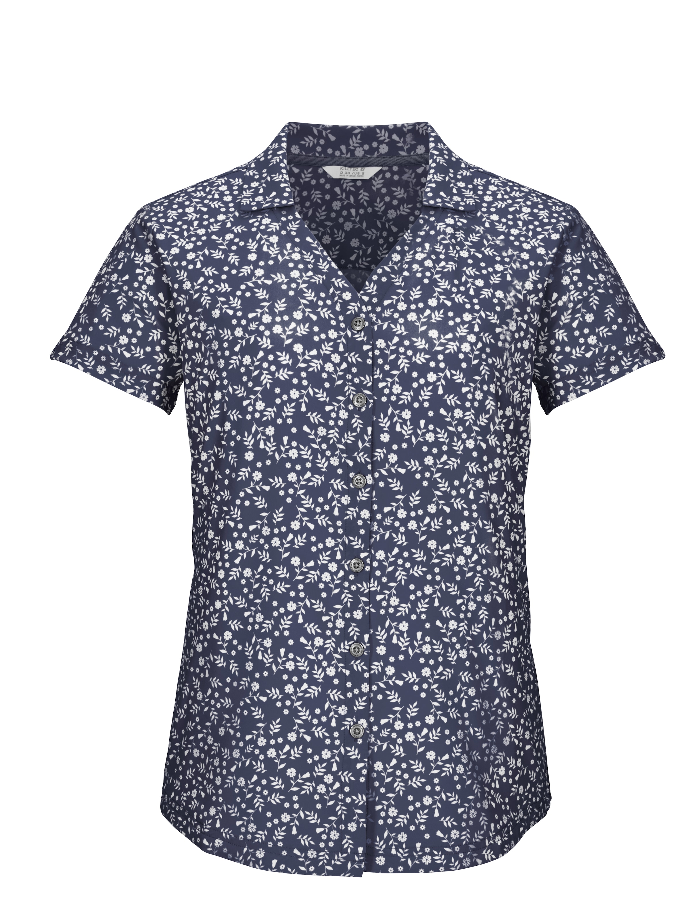 KILLTEC Athletic Button Up Shirt in Blue: front