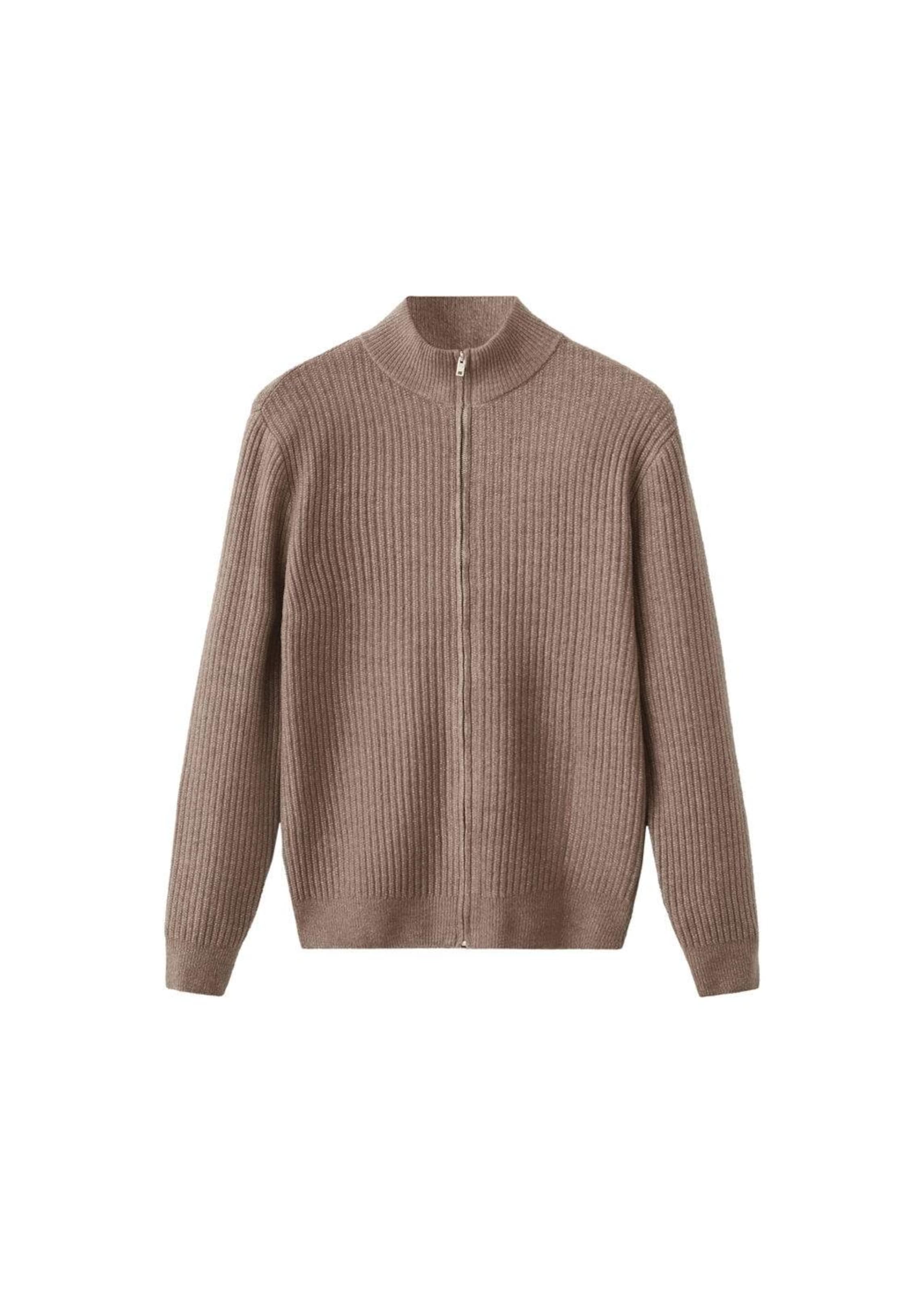 MANGO MAN Strickjacke 'Parkz' in Braun: Vorderseite