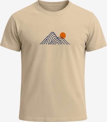 Neverless Shirt 'Lineart Berge' in Beige: Vorderseite