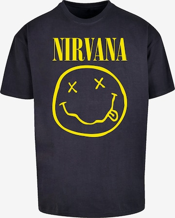 F4NT4STIC Shirt 'Nirvana Rock Band Yellow Happy Face' in Blau: predná strana