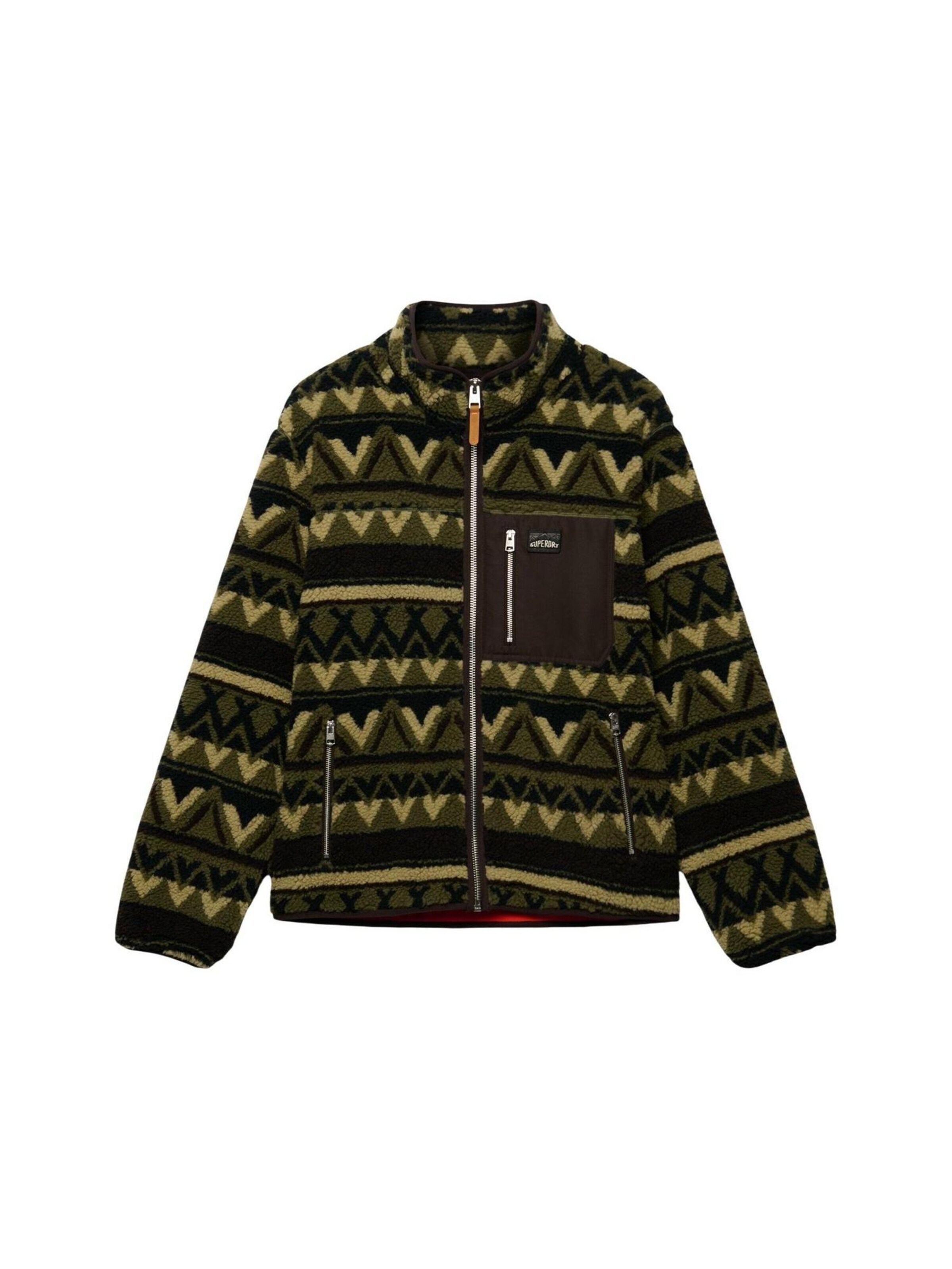 Superdry Fleece jas 'Abstract Fleece Zip Through SDM2014576A' in Groen