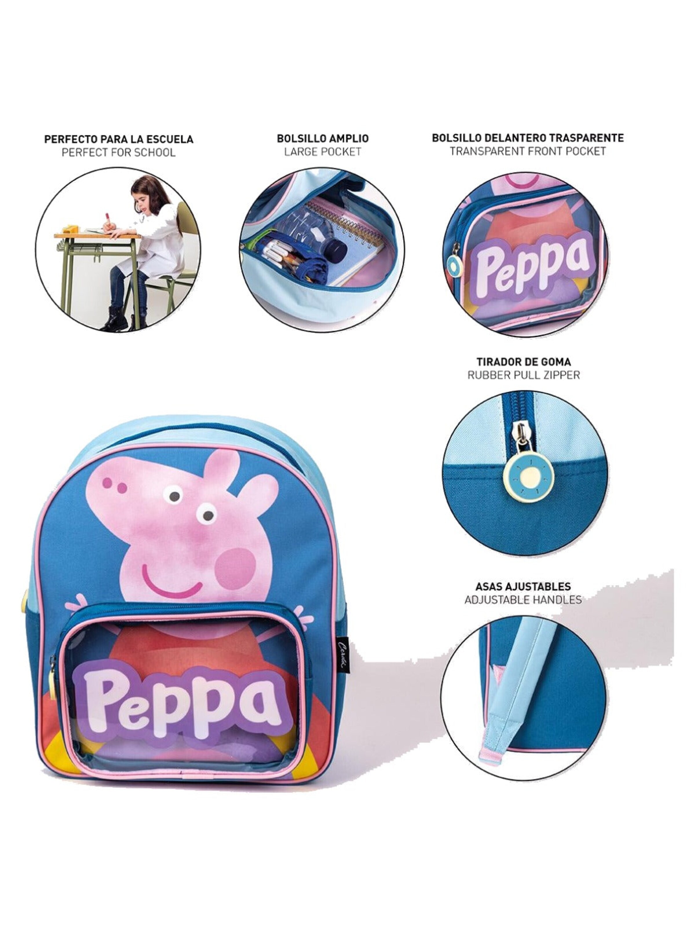 Peppa Pig Rugzak 'Peppa Pig Rugzak 2 vakken Hoogte 30cm' in Blauw