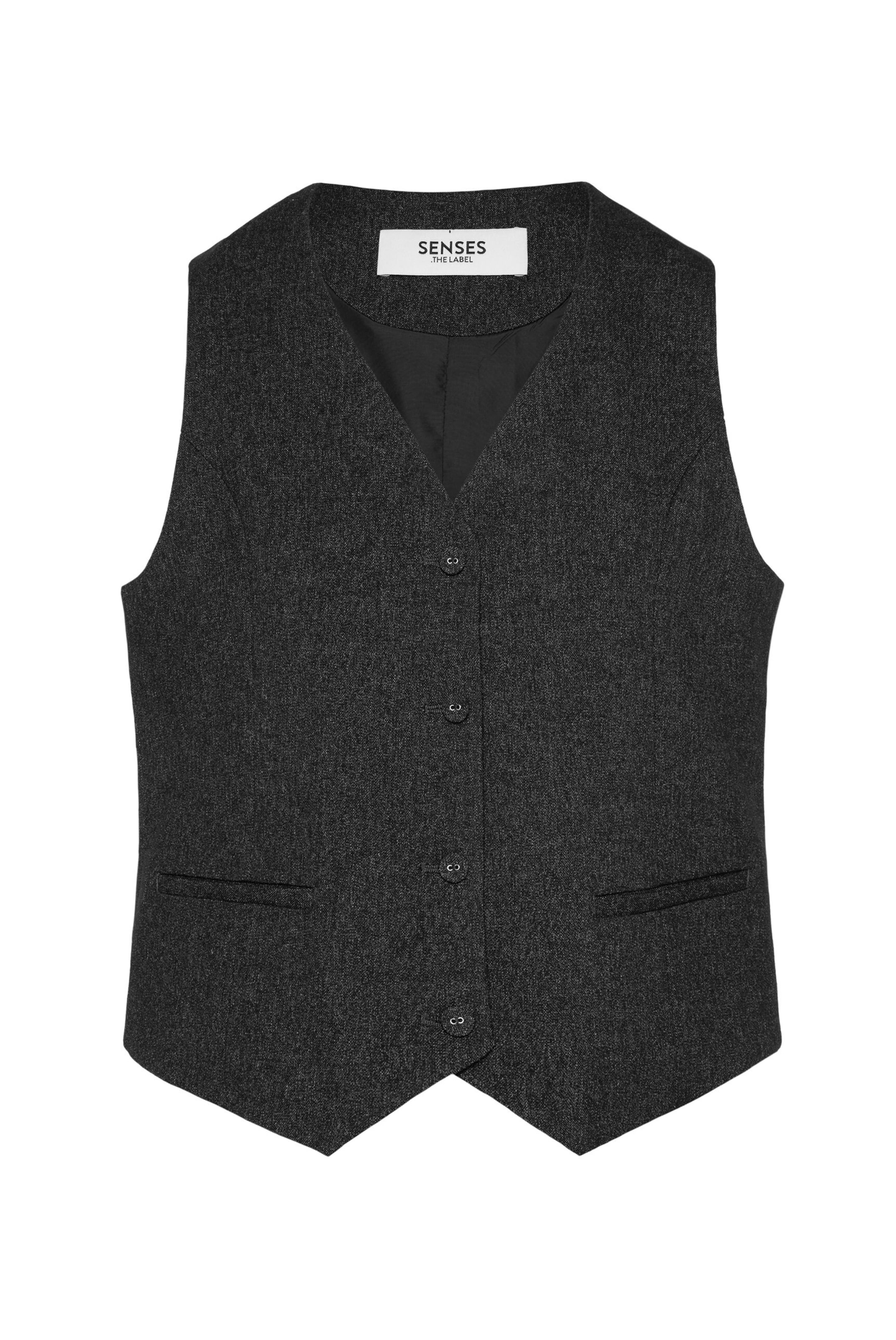 SENSES.THE LABEL Strickweste in Schwarz: Vorderseite