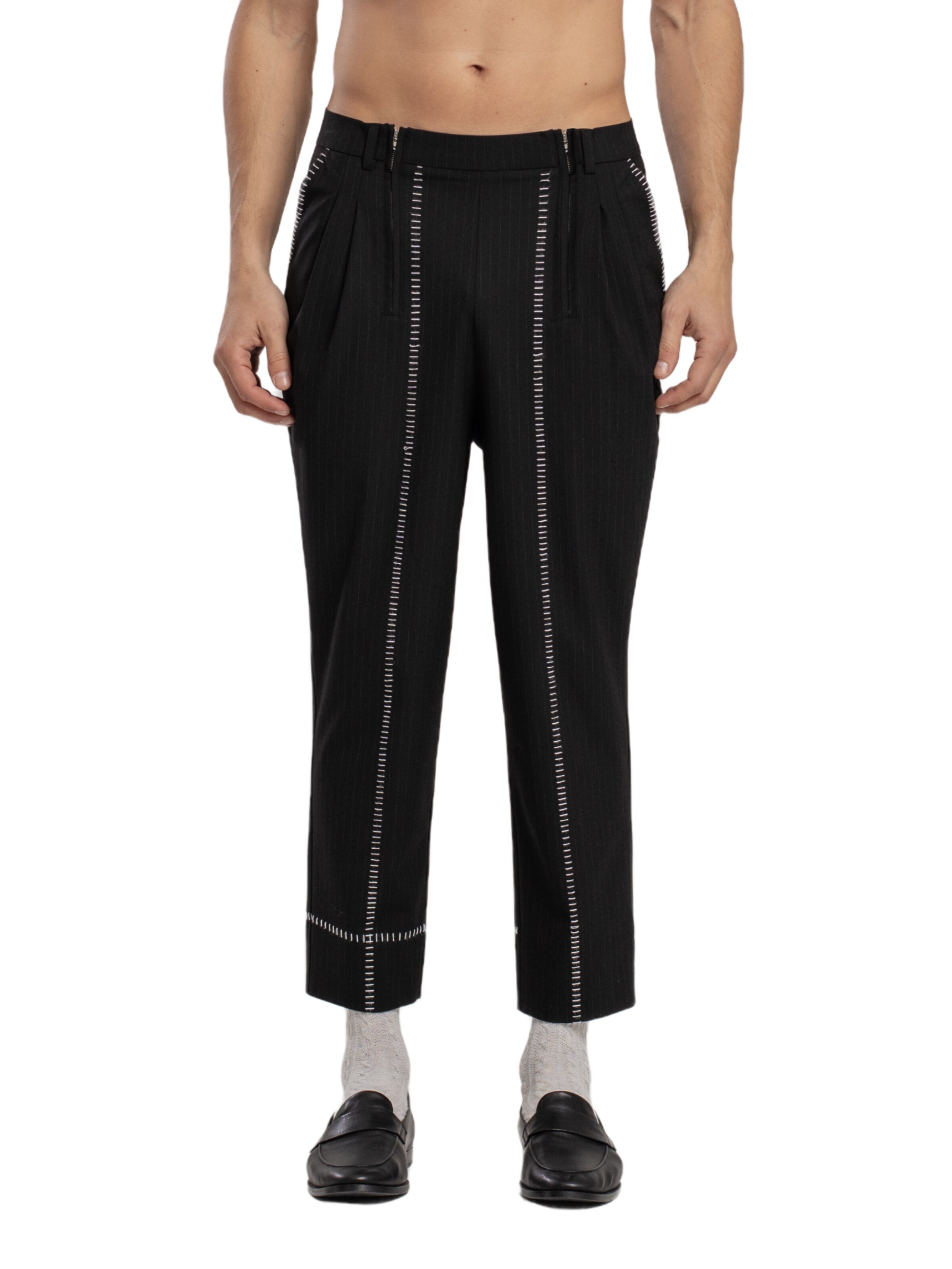 PCFG Slim fit Pleat-front trousers in Black: front