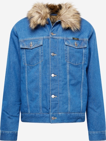 Mens light blue denim 2025 jacket with fur collar