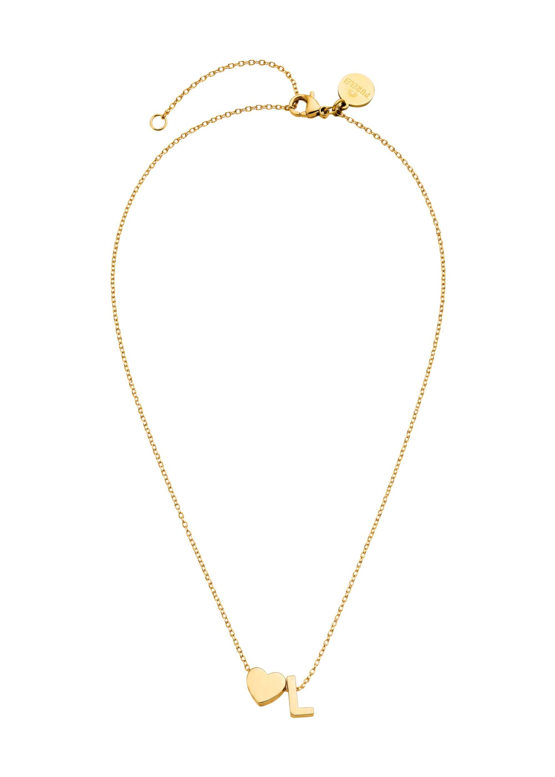PURELEI - Cadena 'Letter Heart L' en oro: frente