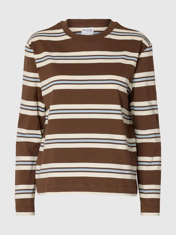 T-shirt SELECTED en marron : devant