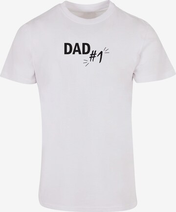 Maglietta 'Fathers Day - Dad number 1' di Merchcode in bianco: frontale