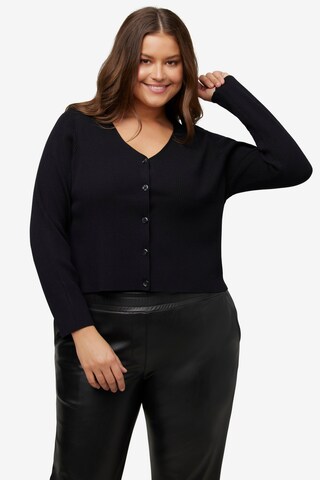 Ulla Popken Knit Cardigan in Black: front