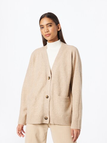 Monki Knit Cardigan in Brown: front