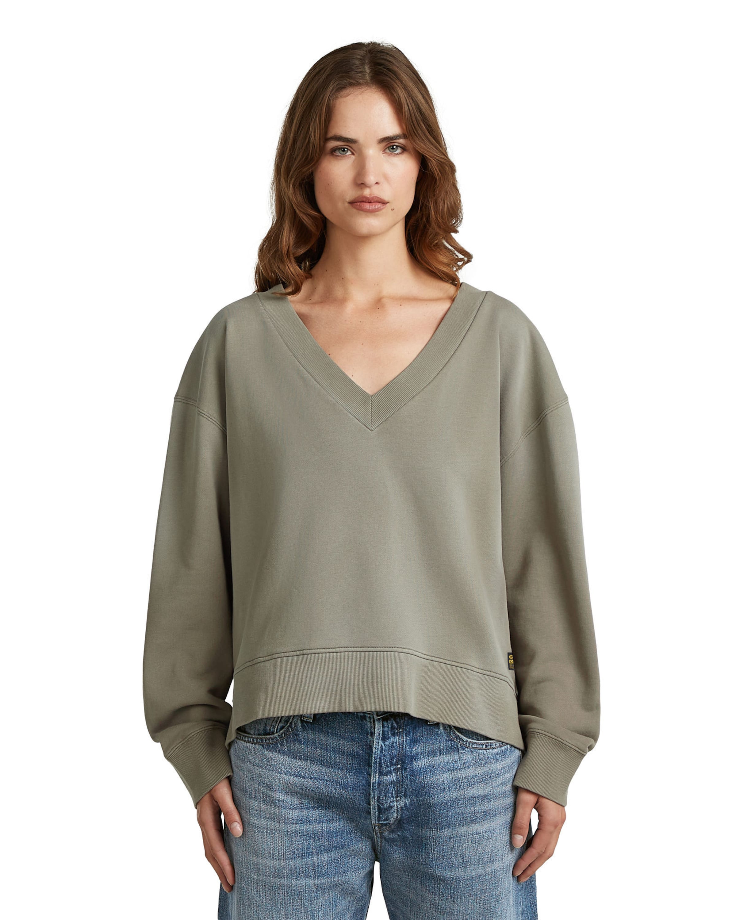 G-STAR Sweatshirt 'Sunfaded V-Neck Loose Sweater' in Bruin: voorkant