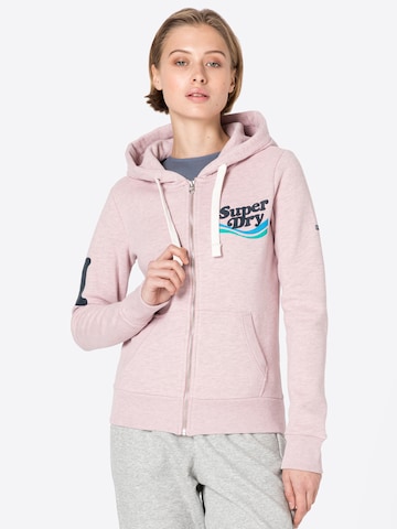 Superdry Zip-Up Hoodie 'Vintage Cooper Nostalgic' in Pink: front