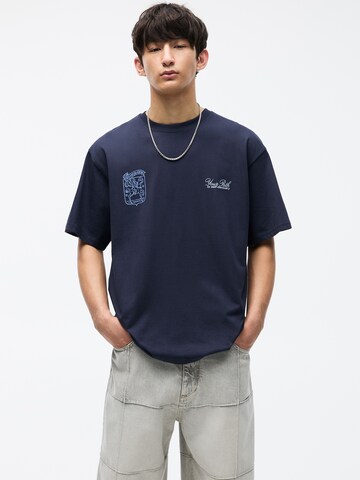 Pull&Bear Shirt 'PATH TO SELF DISCOVERY' in Blauw: voorkant