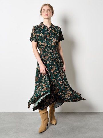 Apricot Jurk 'Sarasa Floral' in Groen