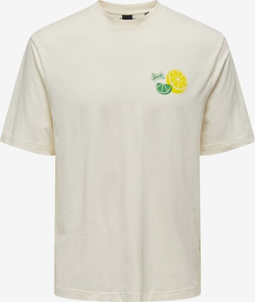 T-Shirt Only & Sons en beige : devant