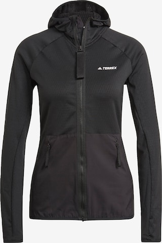 ADIDAS TERREX Athletic Fleece Jacket in Black: front