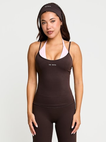 YO-GAYA Sporttop 'Layered Halter Top' in Bruin