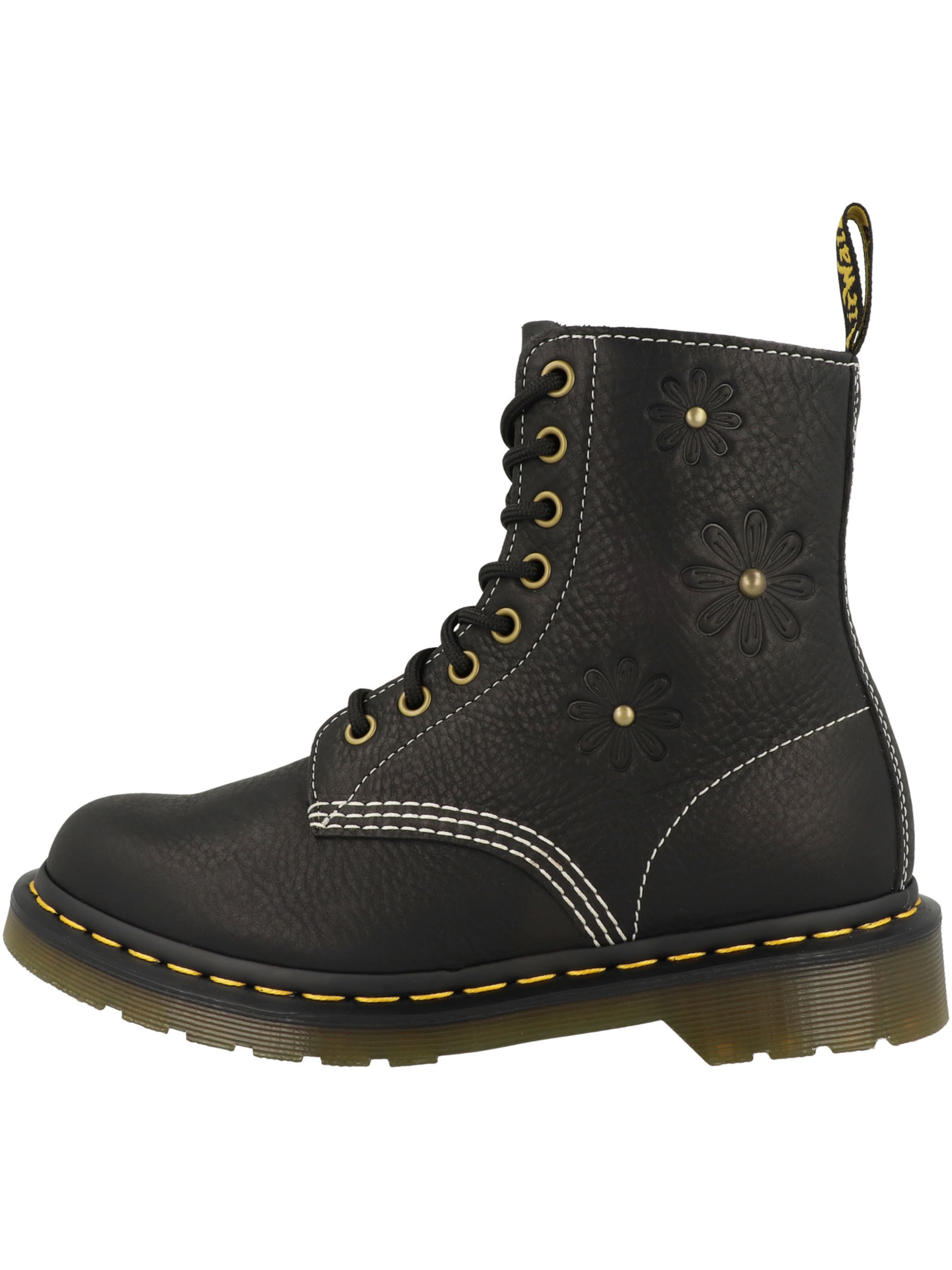 Dr. Martens Schnürstiefelette '1460 Pascal Flower' in Schwarz