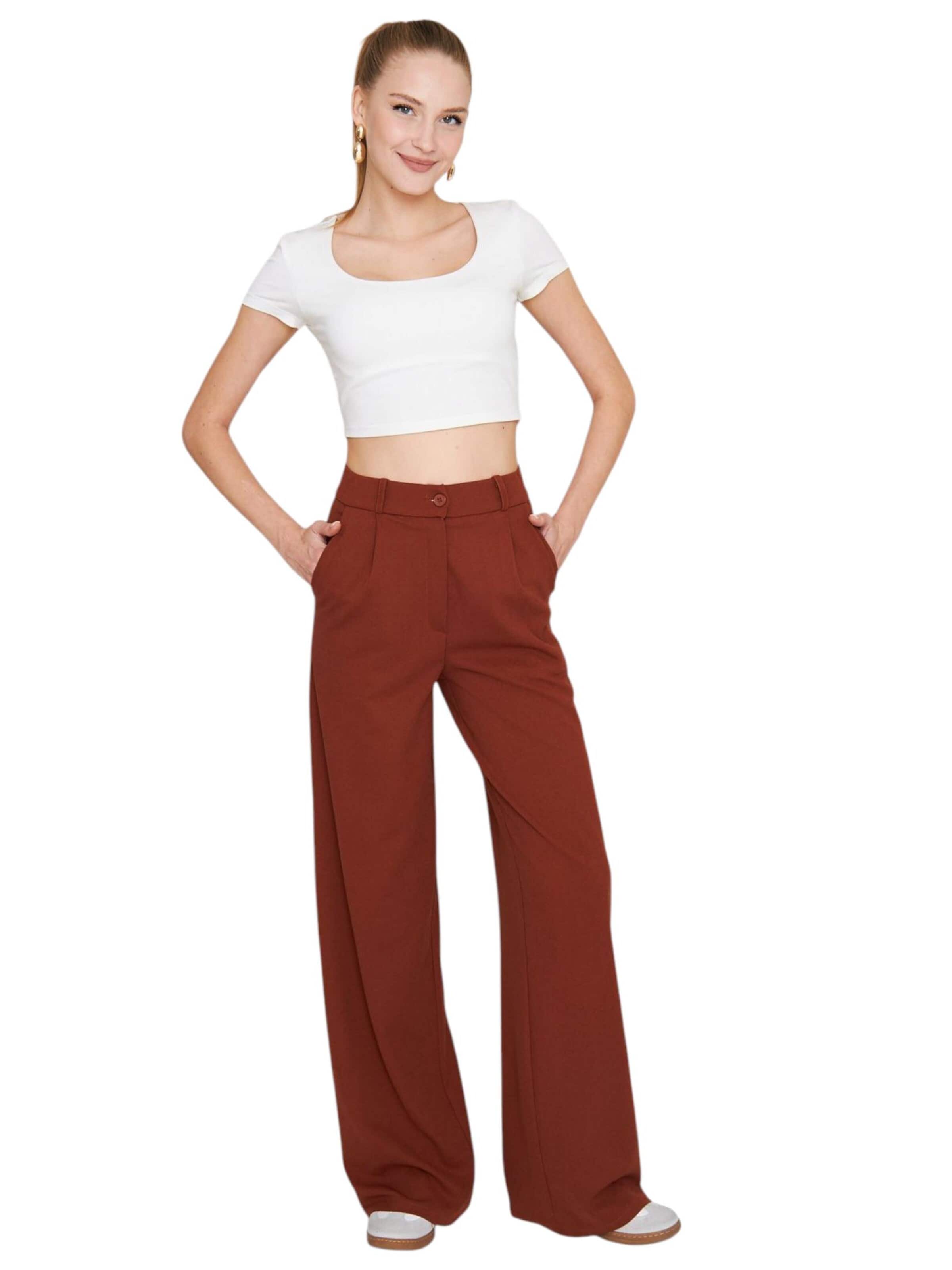 fashionshowcase - Pierna ancha Pantalón plisado 'Seyra' en rojo