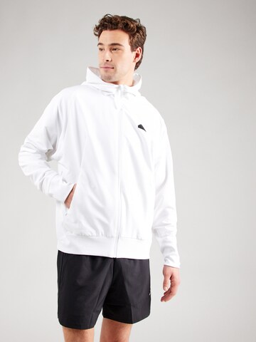 ADIDAS SPORTSWEAR Athletic Zip-Up Hoodie 'Z.N.E.' in White: front