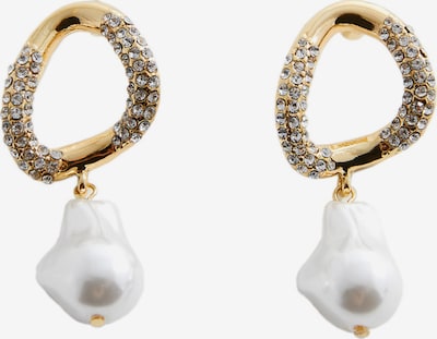 MANGO Ohrringe in gold / transparent / perlweiß, Produktansicht