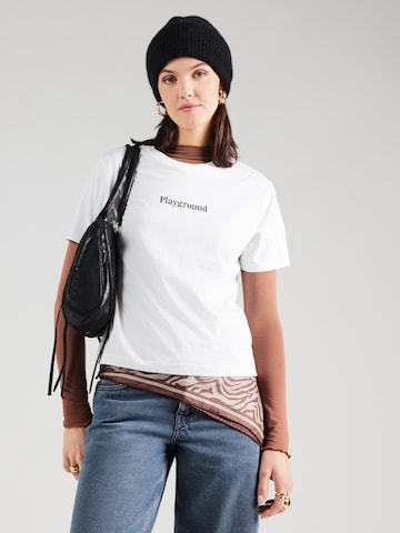 Kaotiko T-shirt 'NAUGHTY PUPPIES' i vit