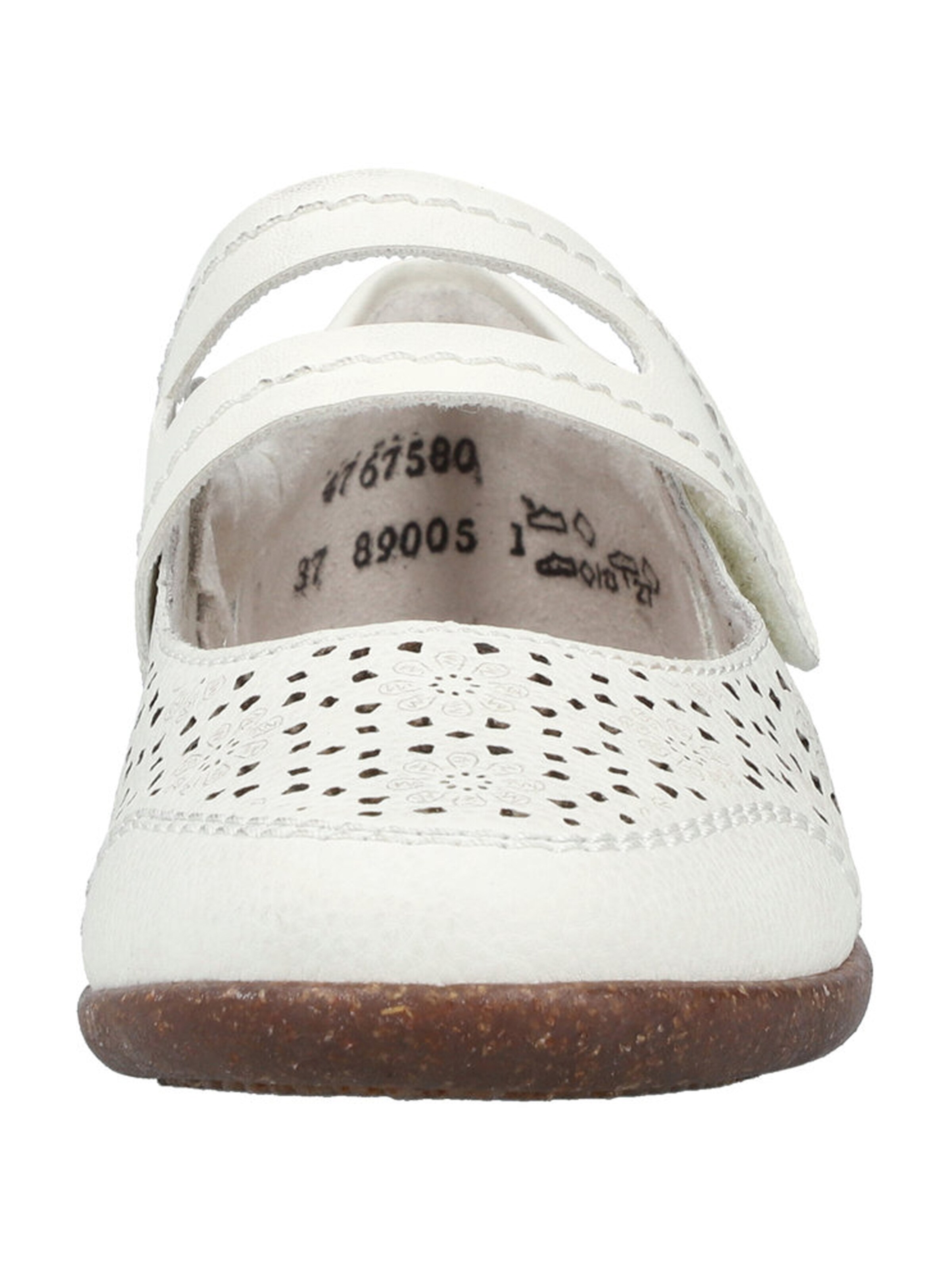 Rieker Ballerinasko med rem i hvid